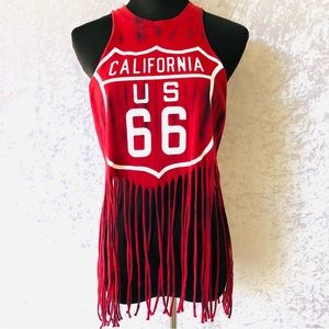 California US Route 66 Fringe Tank Top Size S